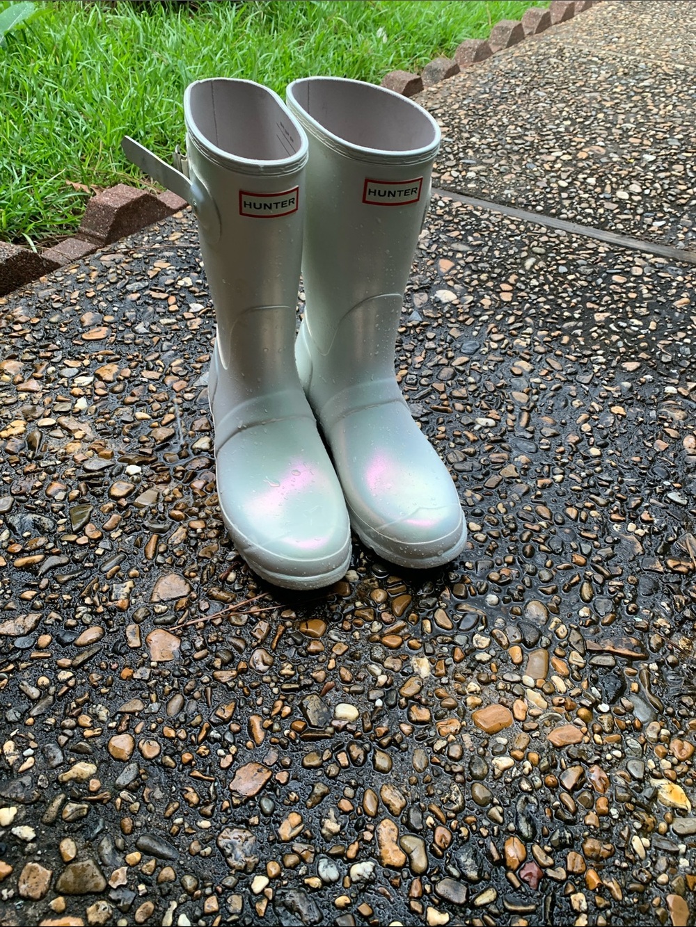 Hunter Iridescent White Rain Boots